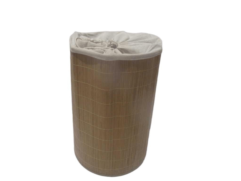 Laundry Bag Bamboo Round 48liter With Plastic Packing Natural 35x50 Cm