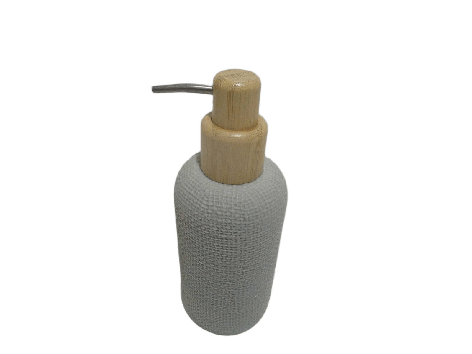 Dispenserpolyresine Round Effet Maille Et Pompe Bambou 340ml- Gris
