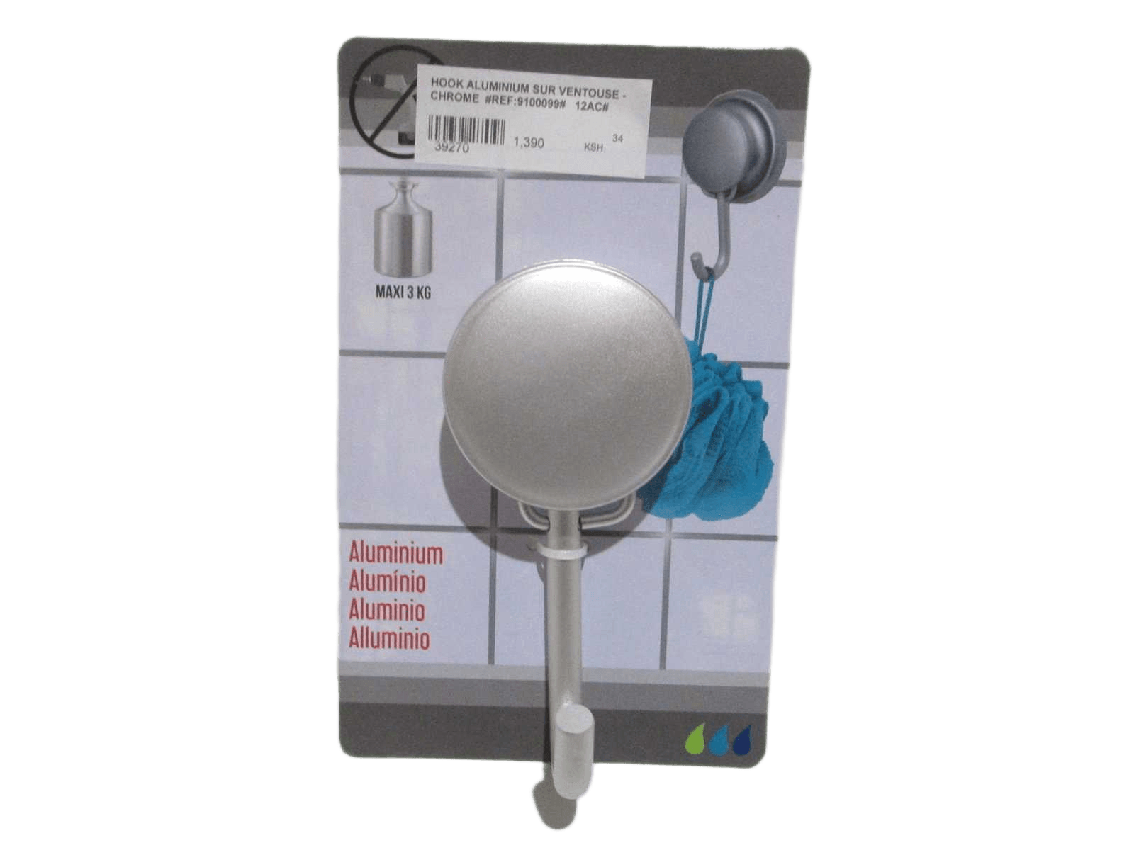 Hook Aluminium Sur Ventouse - Chrome