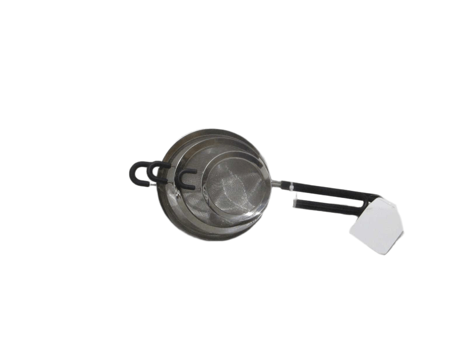 Set Of 3pcs Skimmers 201 Inox+silicon Handle Hanging Tag+opp Bag Black Silicon 8cm 12cm 14cm