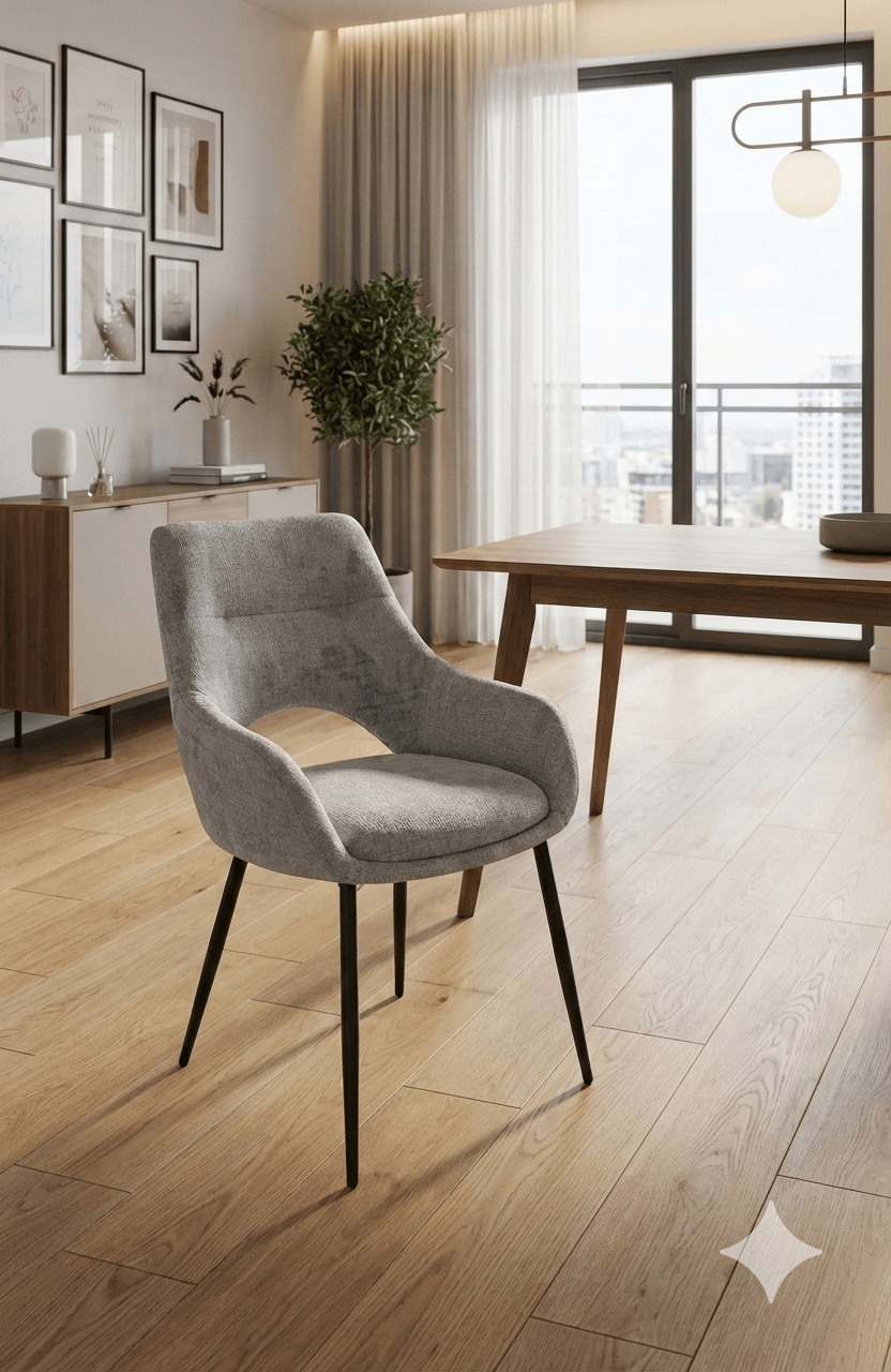 Chair, Fabric, Iron Feet Perfect Harmony 82 Light Grey 550*590*850