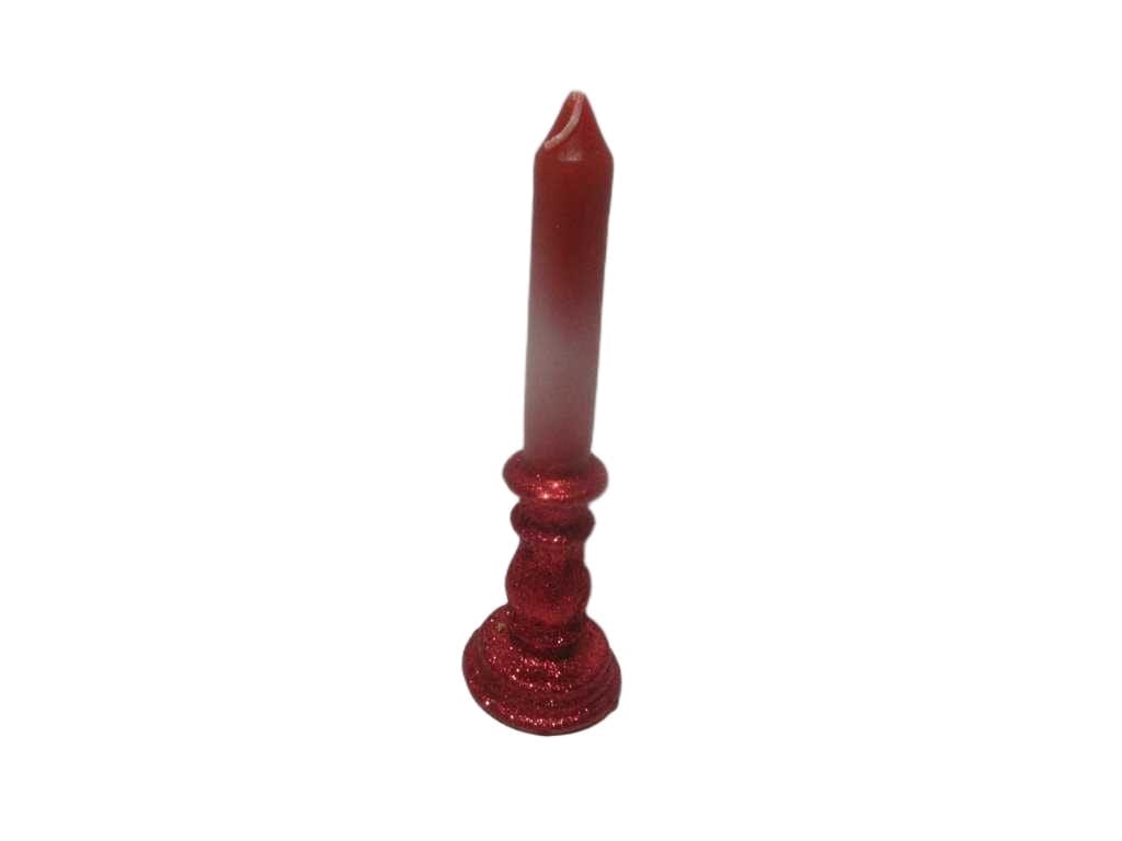 Candle Sticks Glitt H20.5 Red