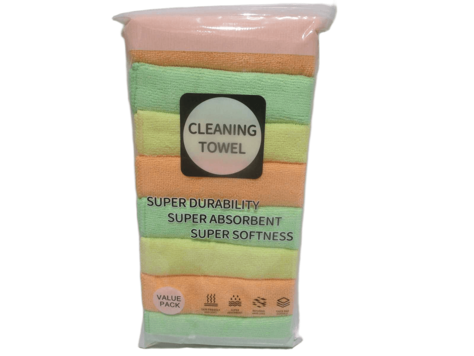 8pcs Towel Set 19.3g/Pcs Microfiber 80%polyester+20%acrylic Fiber Packing Plastic Random Ass 30*30cm 1cl=