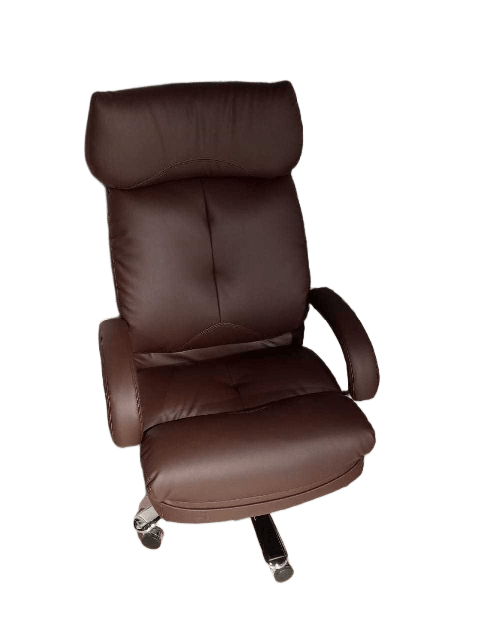 High Back Office Chair Brown - Chrome Frame