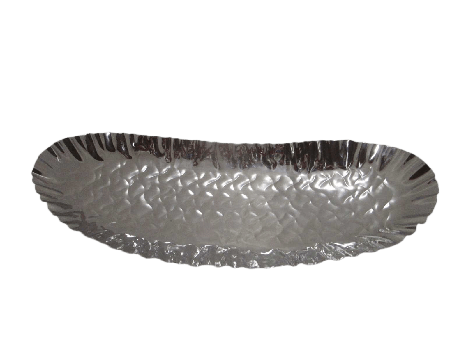 Single Wall Stainless Steel Oval Tray With Feets Hammered Texture