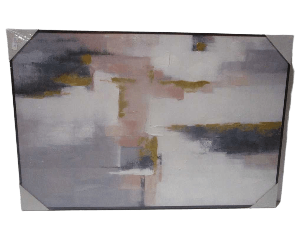 Painting 3d-Handmade Abstrait Pink Ps Frame Black Packing Blister 80x120cm