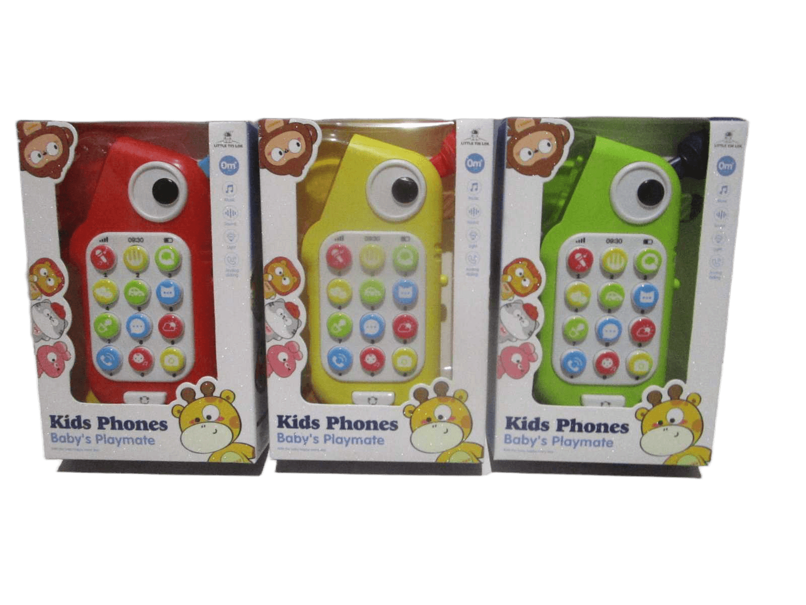 Kids Phone Abs 3 Colors Ass 18pcs In One Display Box Yellow Green Red 32x18.3x30.2
