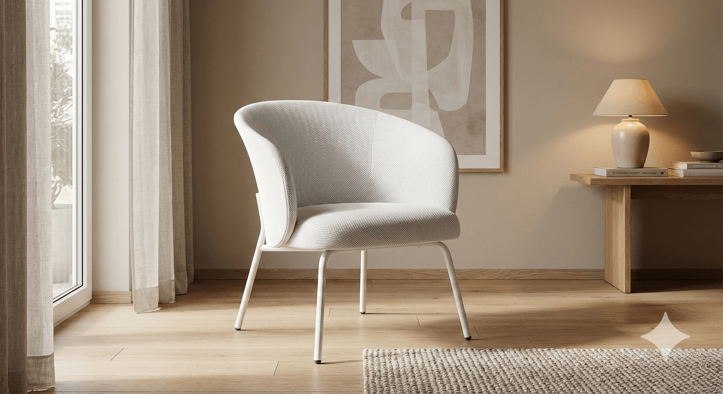 Dining Chair Fabric Beige Kd Metal Legs