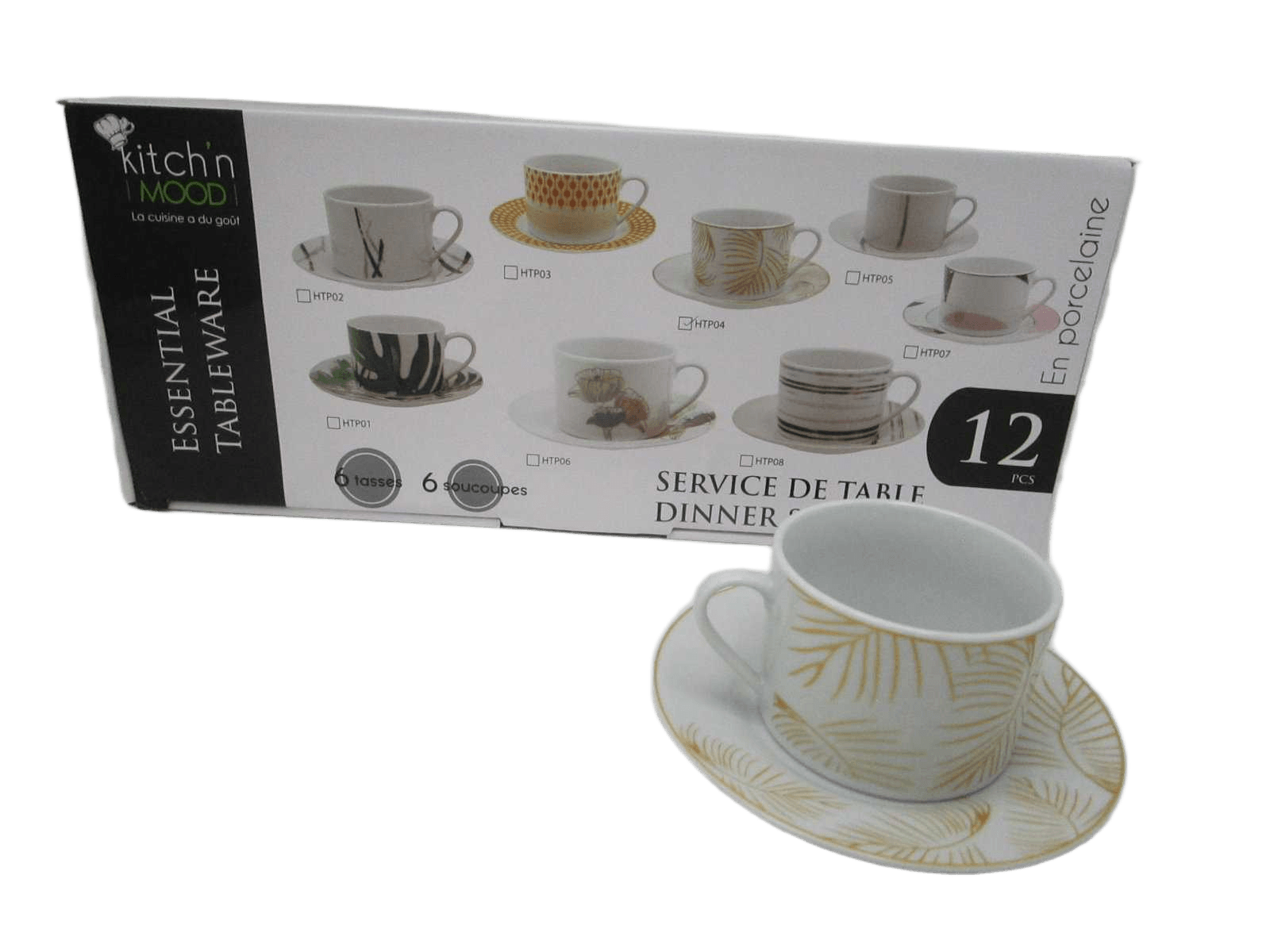 Round Tea Set 6 Cups + 6 Saucers Porcelain200cc Straight Cup&saucer
