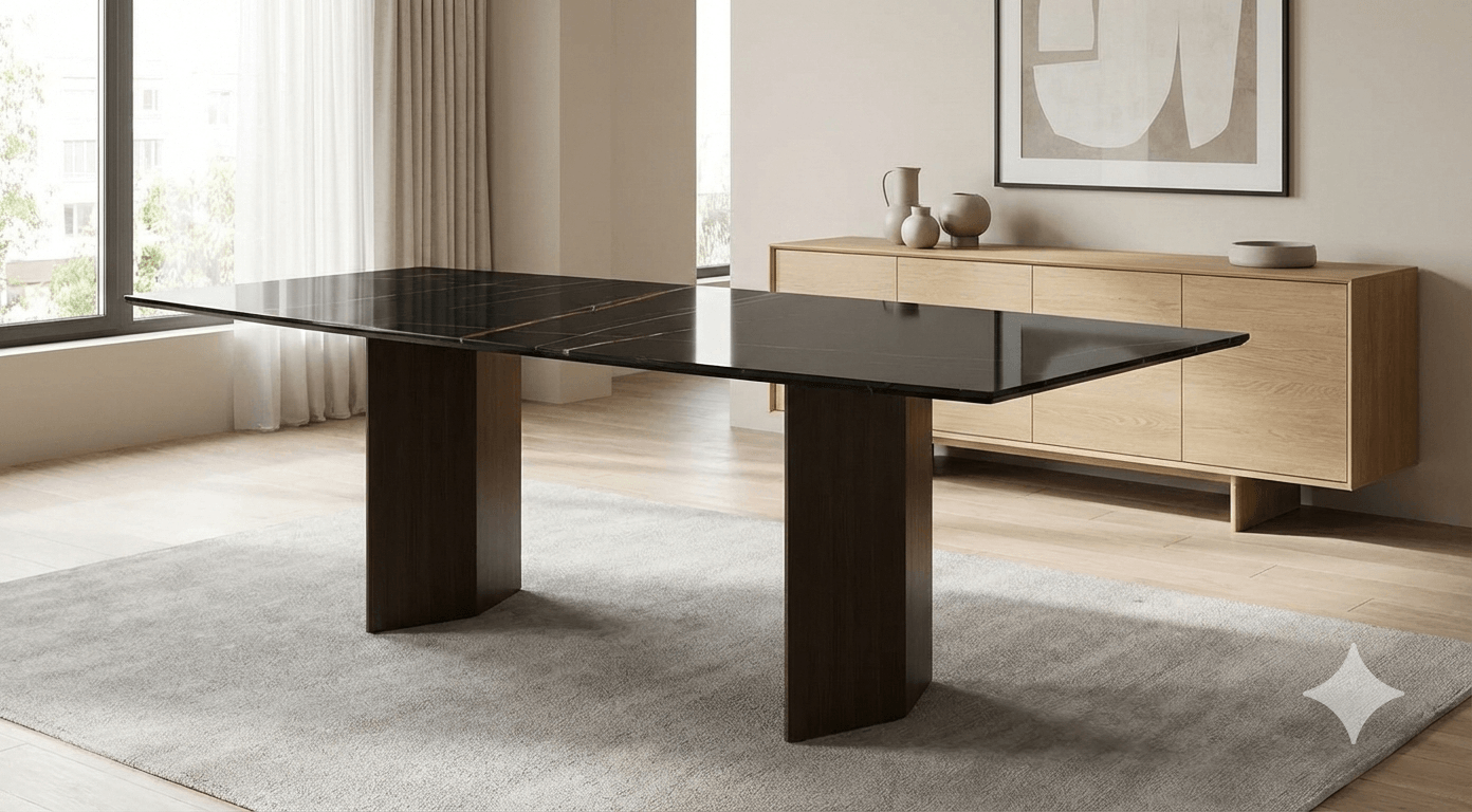 Dining Table Tokyo Top Porcelain Laminam Grey / Marble Effect 220x100x77cm