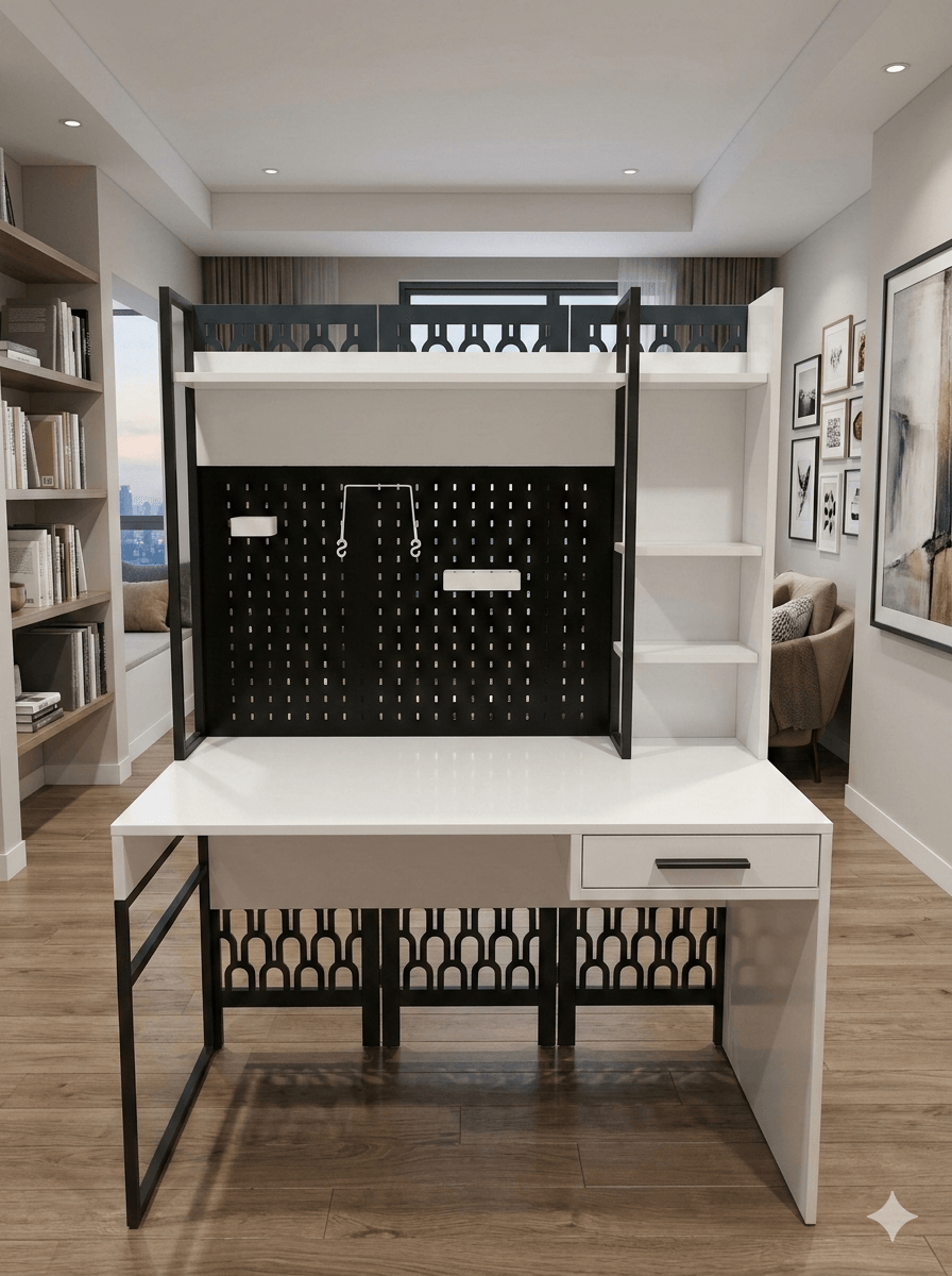 Study Desk Atlas White White 120x60x172cm