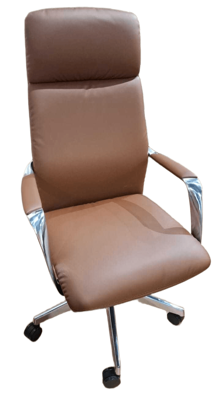 High Back Office Chair, Pu Multi-Funtional Mechanism-Tilt + Lock + Lift Aluminum Base 700mm Tuv Class4 Chrome Gas Lift +pu Castors Brown Al503-2564w*70d*118-126h