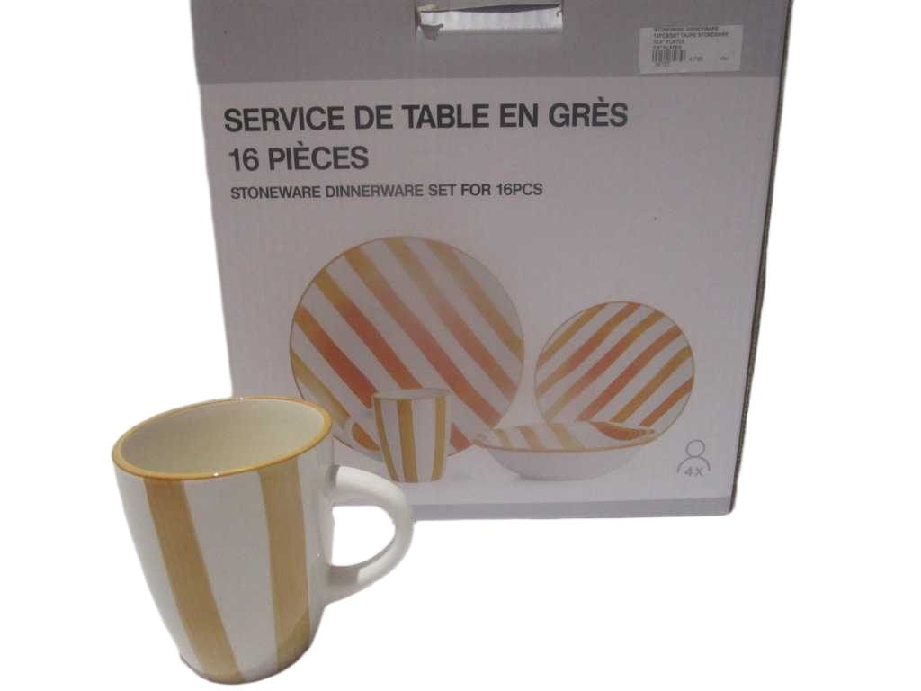 Stoneware Dinnerware 16pcs/Set Orange Stoneware 10.5" Plates 7.5" Plates 5.5" Bowls 350ml Mugs