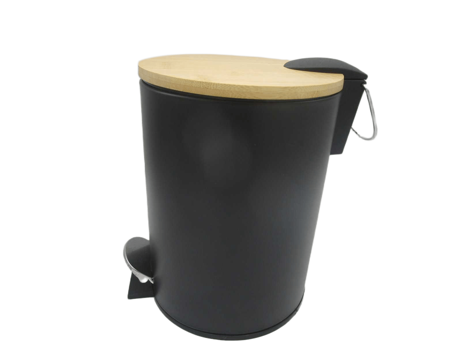 Trash Can Metal Trash Can Fall Brake 2.5l - Black/Bamboo