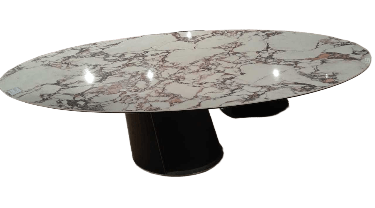 Dining Table Ceramic Top, Mdf Legs With S/S Decoraiton