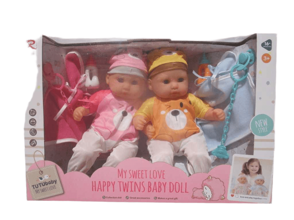 Baby Twins Doll Set Display Box As Sample 16''