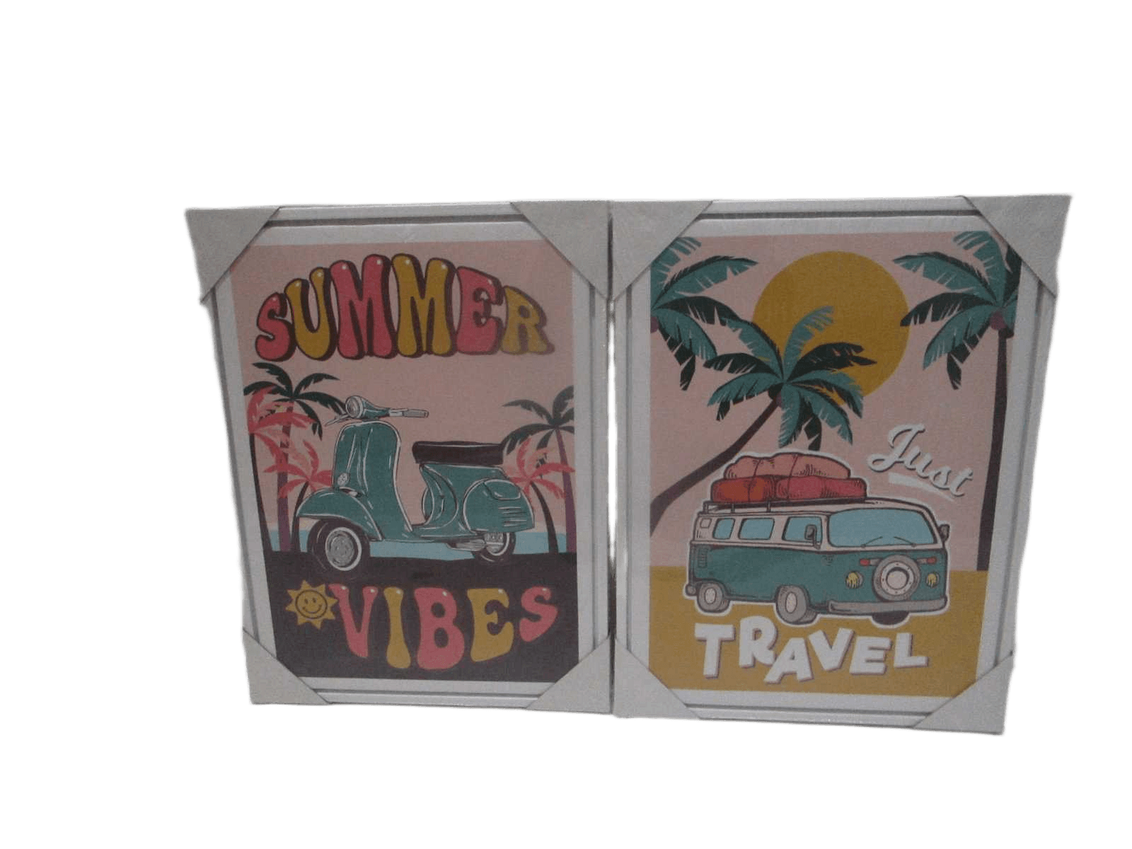 Canvas Printed 2 Assorted Wifh Mdf Back And Plastic Frame Retro