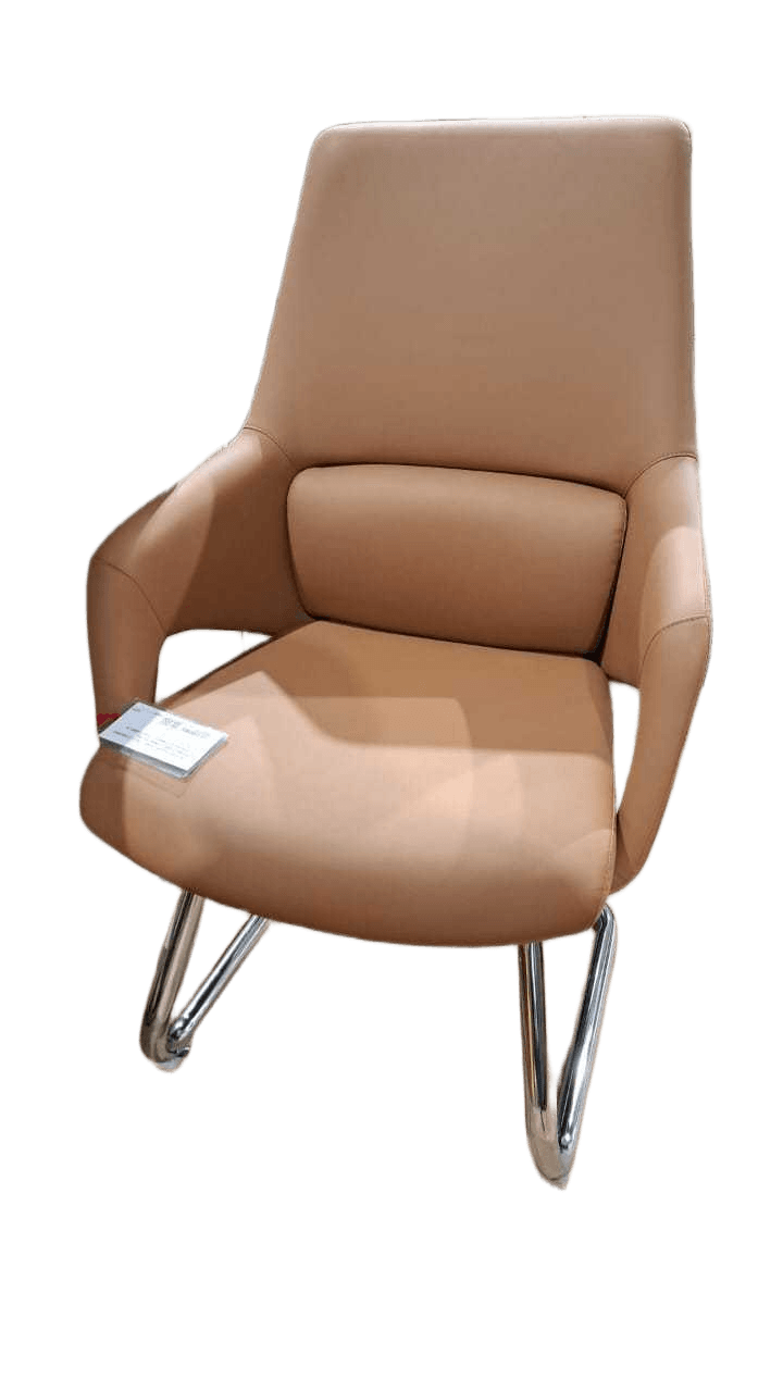 Visitor Chair Camel Pu + Chrome Frame Tube:2.0mm 260-52 61x60.5x101.5