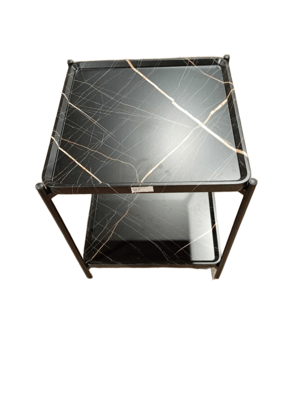 Side Table Black 2-Layer Board Thickness 3cm Mdf+iron 50x50x60