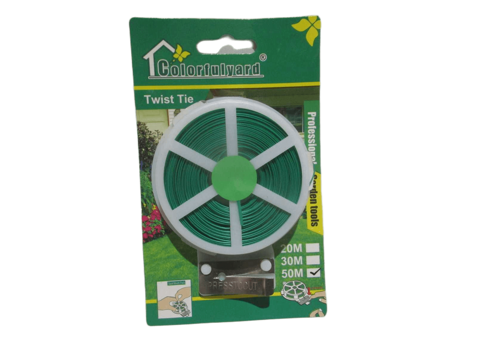 Twist Tie Plastic+iron Thickness 0.2mm Green 50m 1cl=