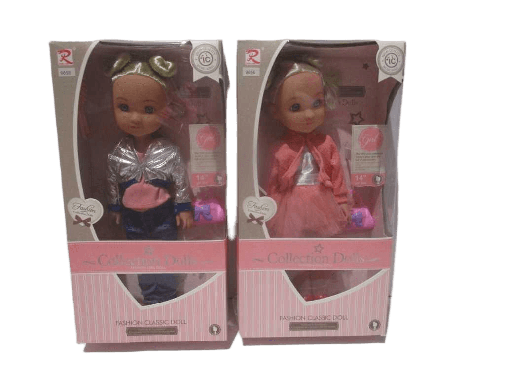 Doll Fashion Girl With Sound Display Box Pink Blue Ass 14''