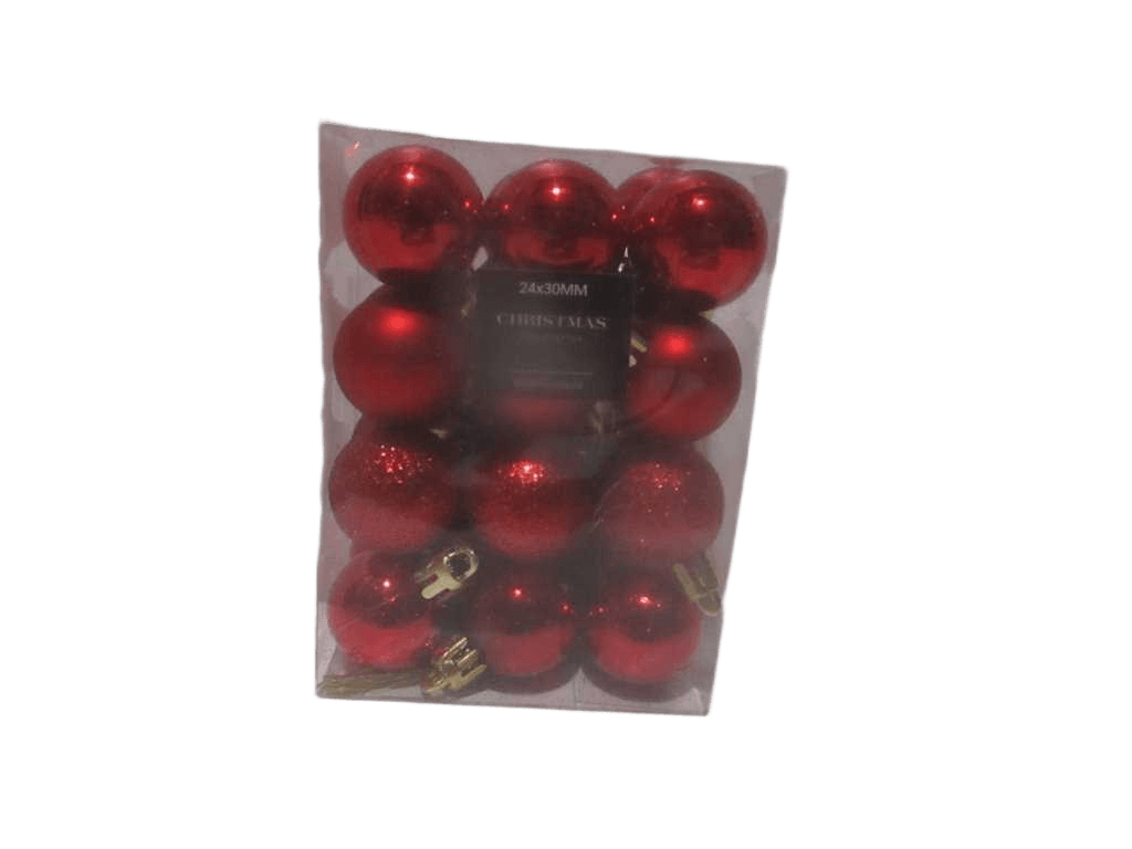 Ball Xmas 24x 30mm Red