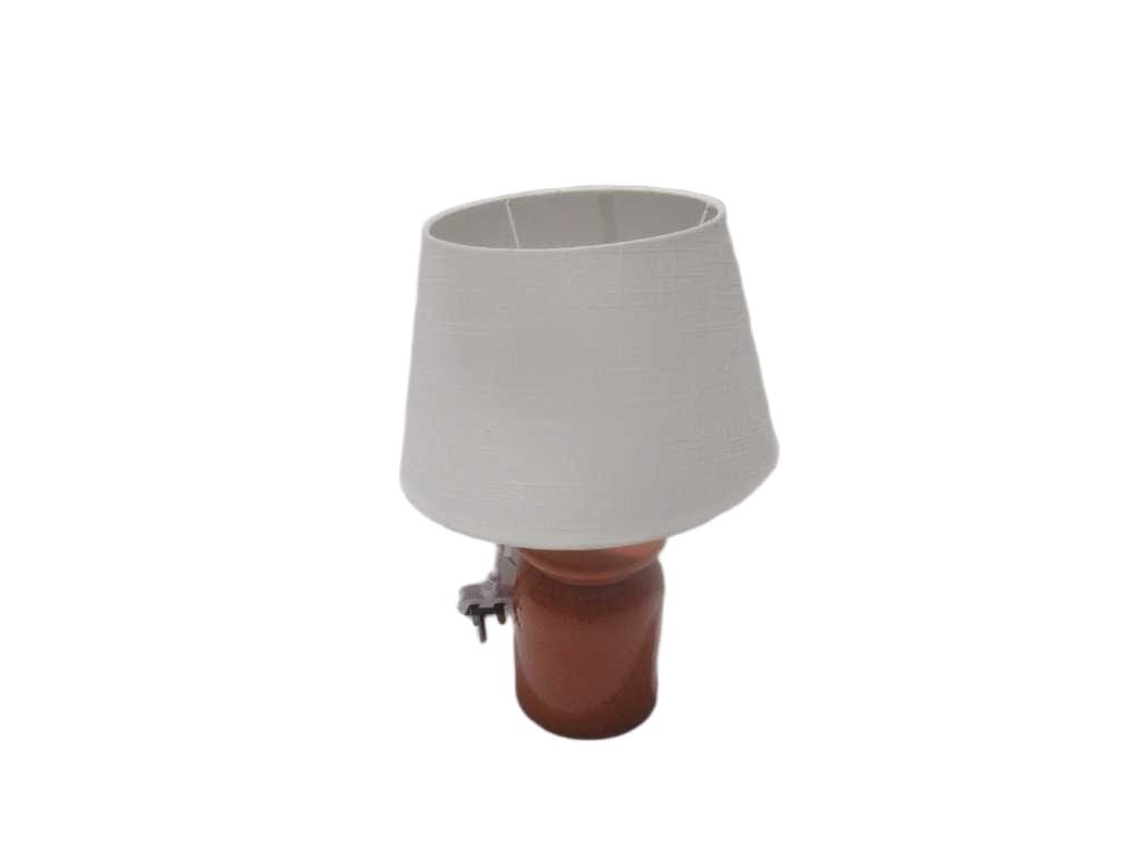 Table Lamp Ceramic With Linen Shade Base: 12,8*12,8*20,5cm Sh:19,5*27,5*17,5 Cm H: 40cm