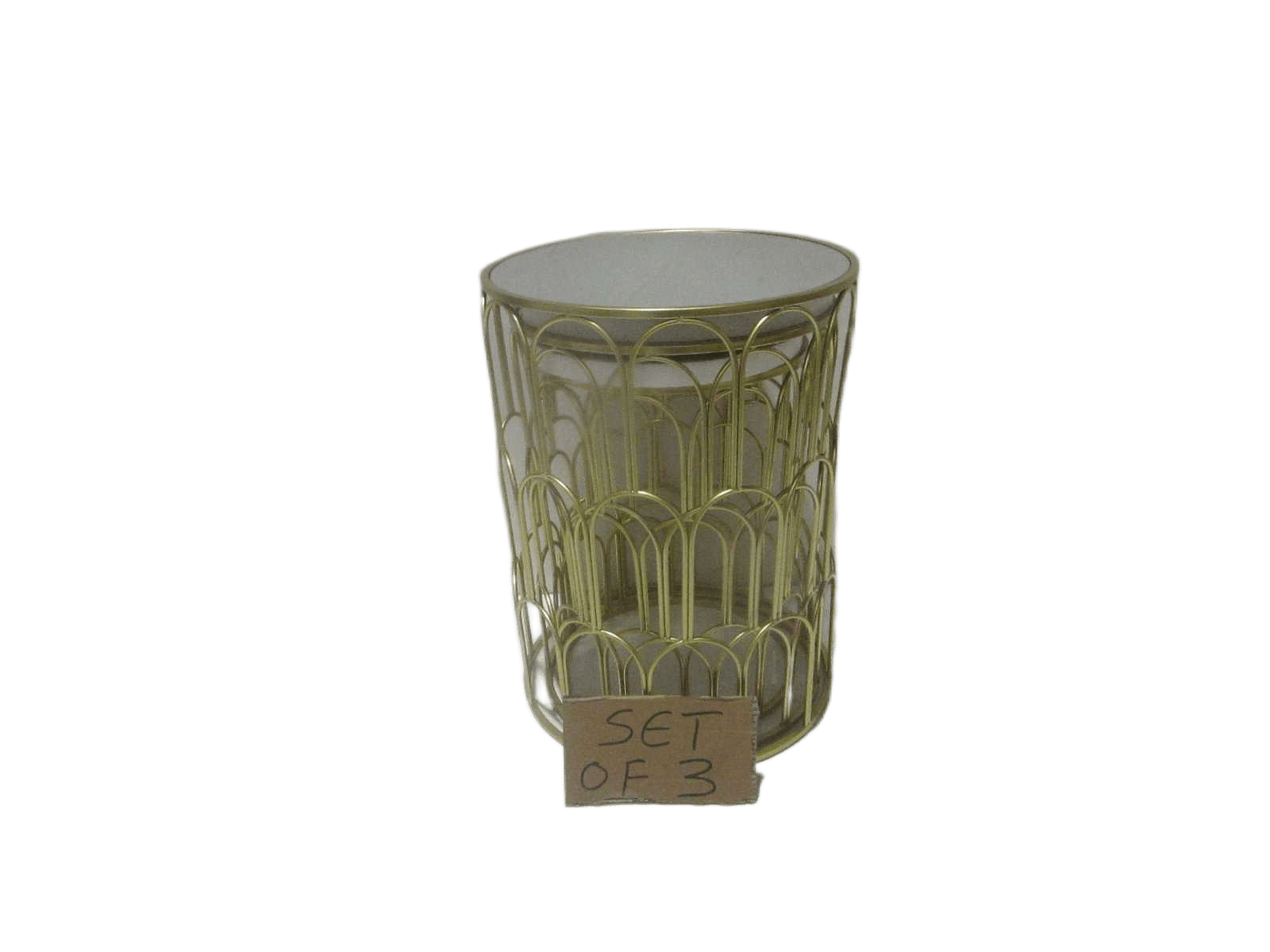 Side Table Set Of 3pcs Top:mirror Frame:metal Gold 45.09x45.09x60.33cm/40.01x40.01x55.25cm/34.93x34.93x50.17cm