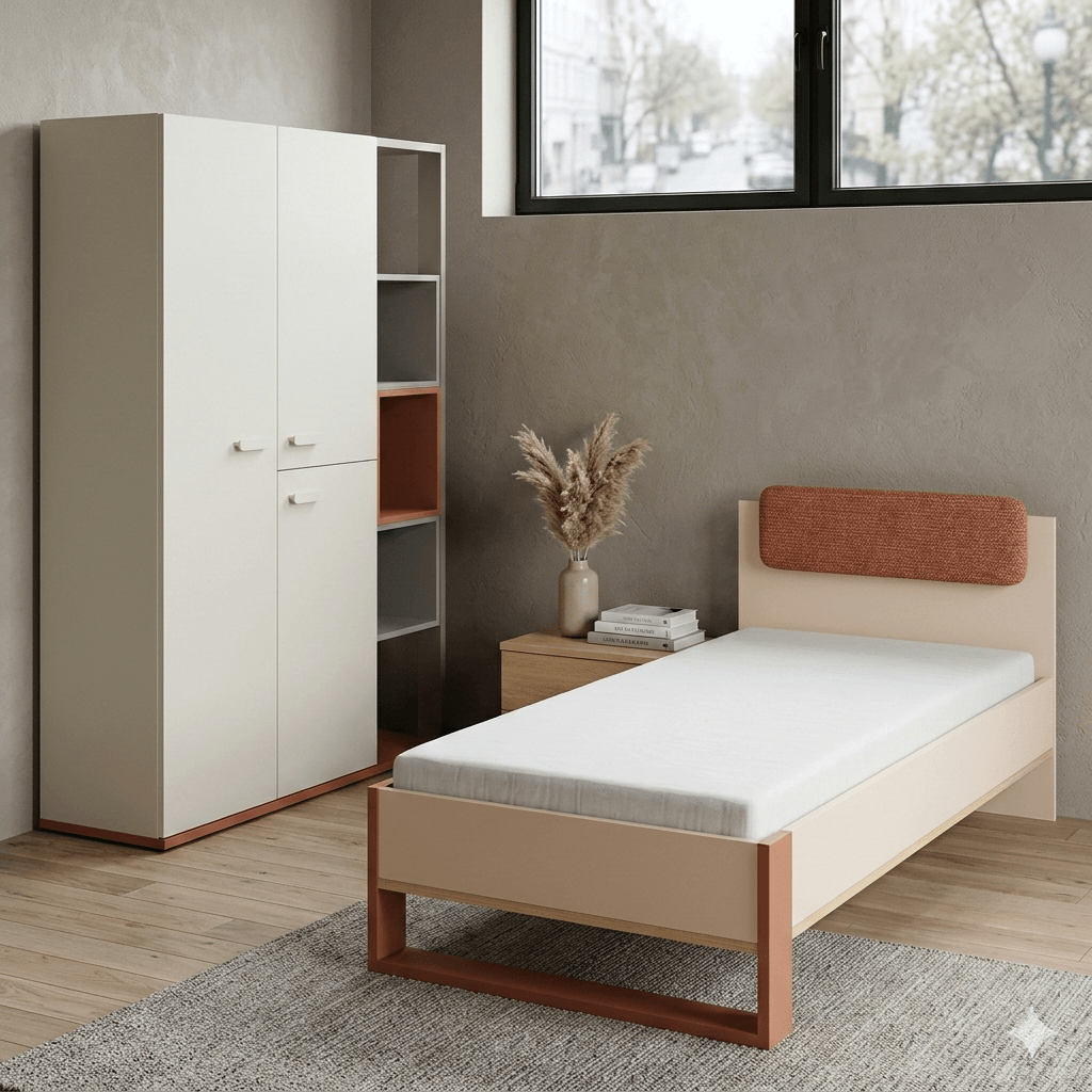 Bed + Bedside With 1 Drawers