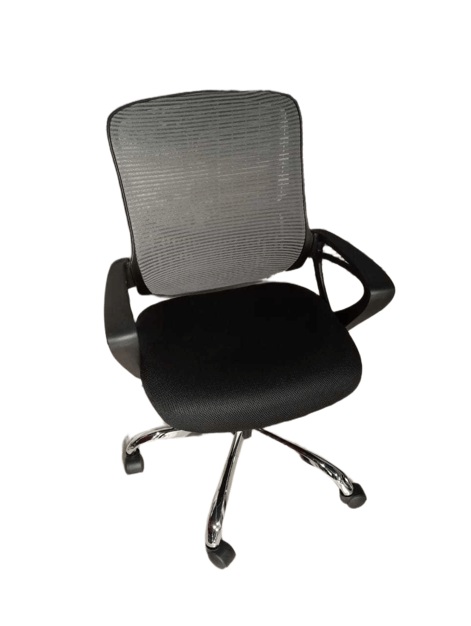 Office Chair Dark Grey-Chrome Legs Black Frame Mesh