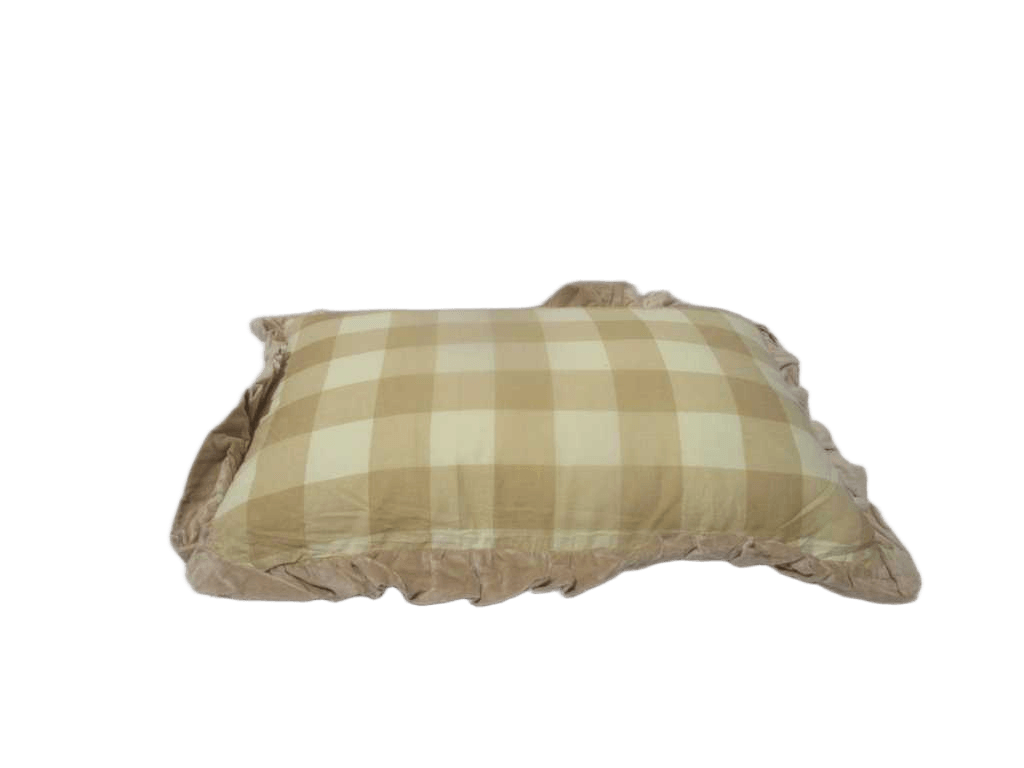 Cushion Double Face Cover 100% Washed Cotton 140 Gsm With Velvet Cotton Frill With Zip And Filler 600 Gr Vacuum Pack