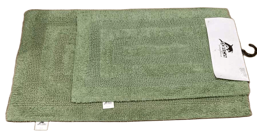 Bath Mat Set Of 2 Double Face 2300 Gsm Cotton Pile Packing With Hanger And Band With Cardboard Band With Logo