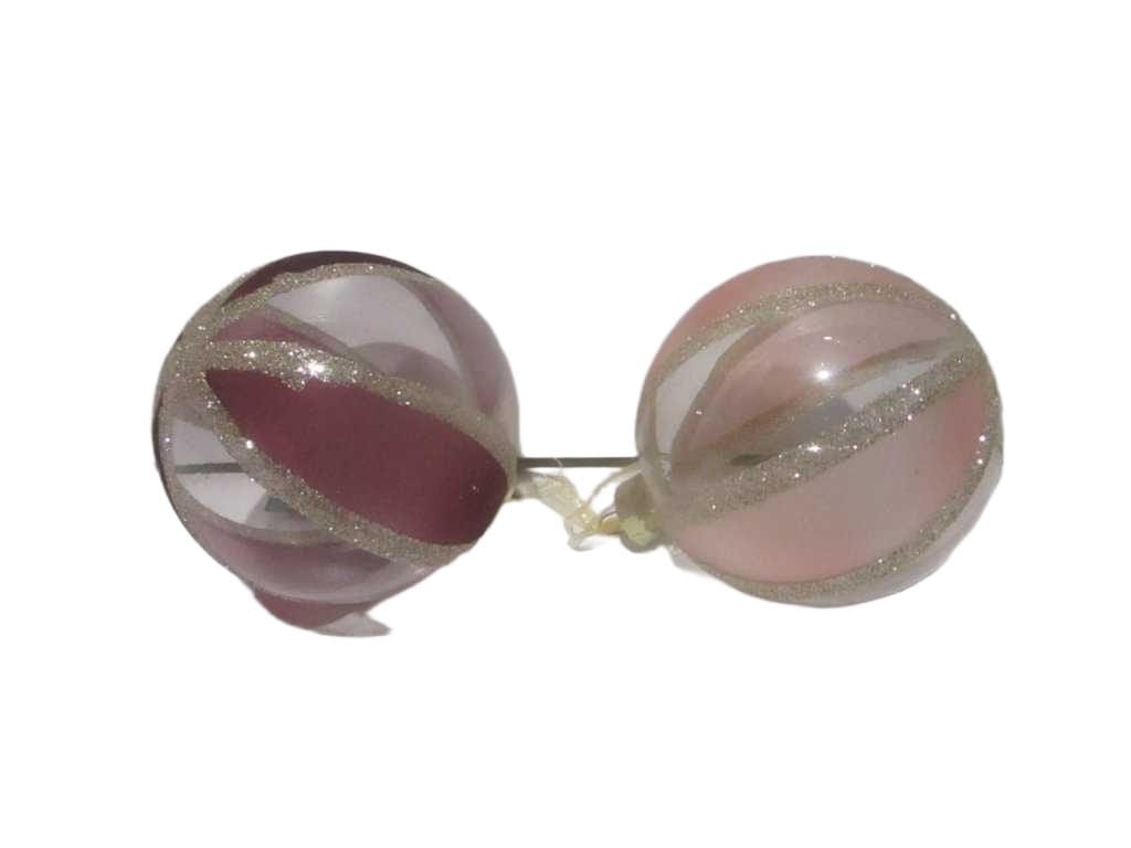 Ball Xmas Glass 80mm Pink 2ass