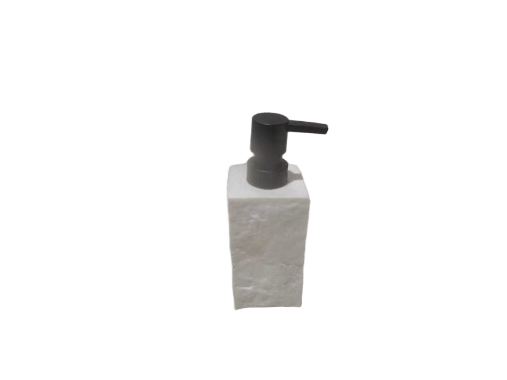 Dispenser Soap 260 Ml Polyresine Carre Effet Pierre Pompe Black Mat - White