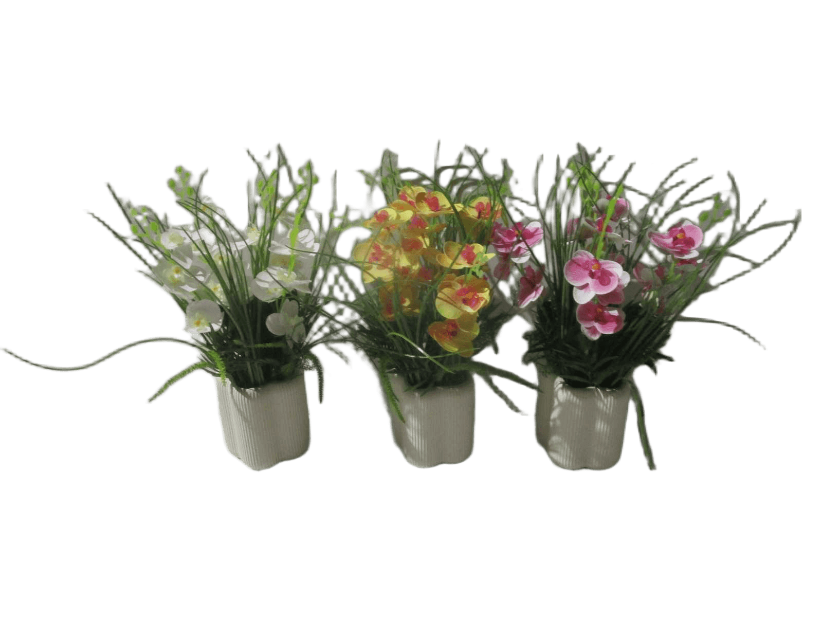 Artificial Plant With Beige Plastic Pot 3 Type Ass Packing: Paper Box3 Type Ass Pink/White/Yellow 46cm