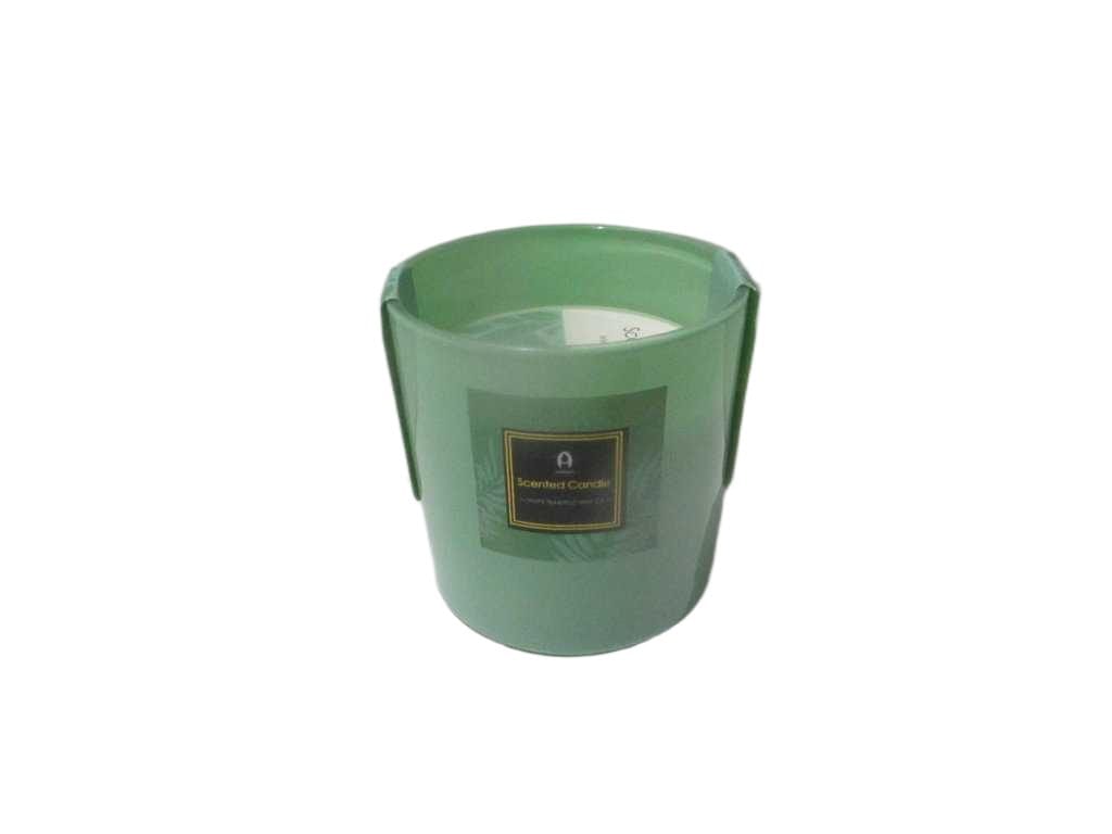 Scented Candle 3% Essential Oil 320g Wax White Tea&wild Mint Ca Sticker+paper Card Inside The Cup Shining Outside Matt Indise 'light Green Shining '85x100x100mm
