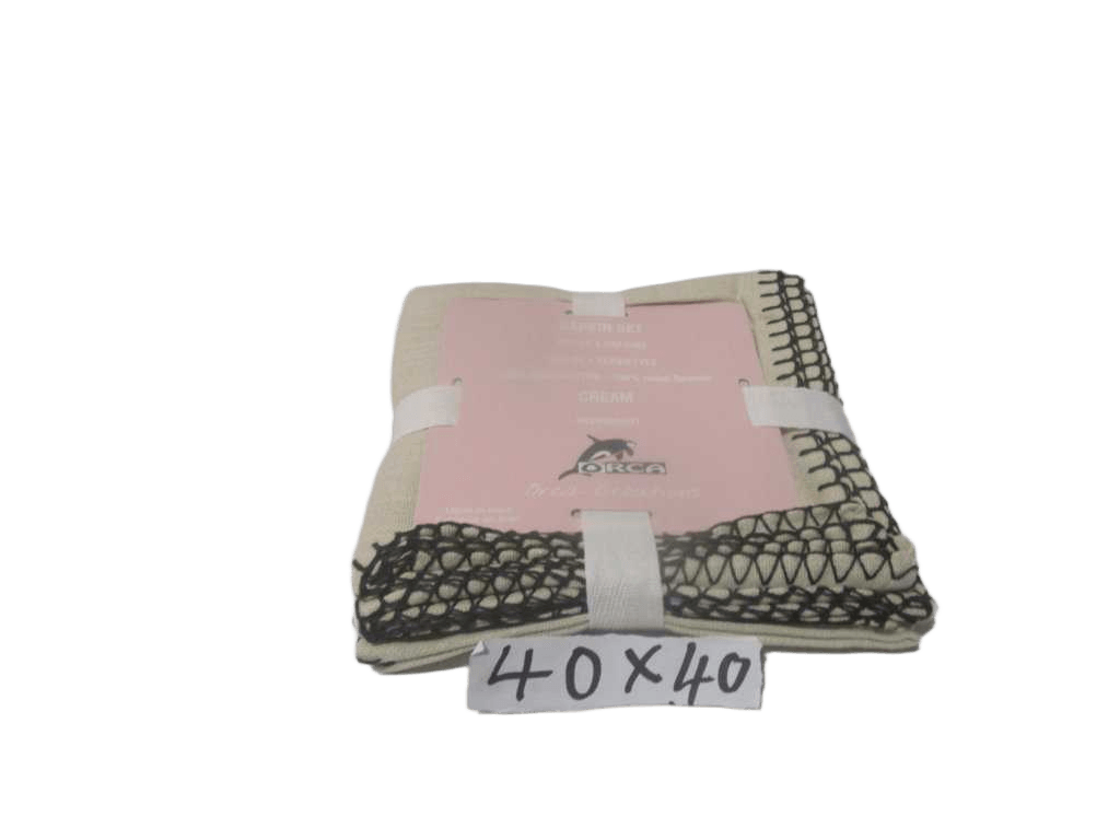 Napkins Set Of 4 100% Slub Cotton Linen Effect 240 Gsm With Blanket Stitch Border - Packing Polybag With Ribbon And Inlay Card