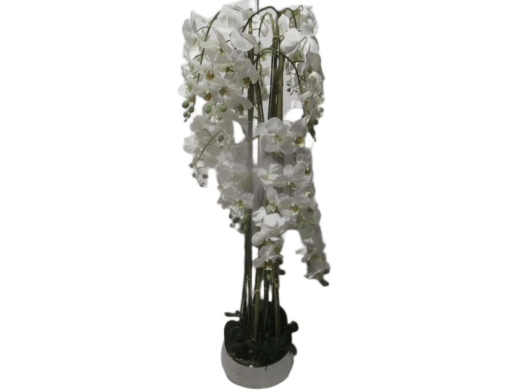 Vase Silver In Orchid White Flower D29x14x140