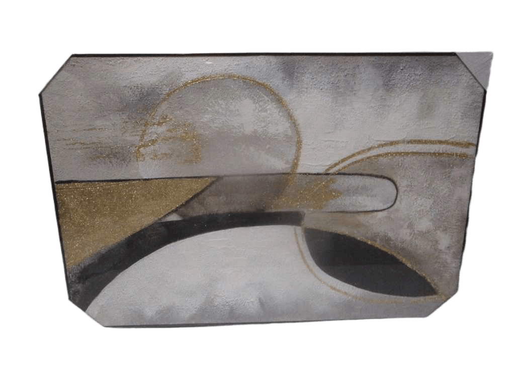 Painting 3d-Handmade Abstrait Black & Gold Ps Frame Black Packing Opp Bag 100x150cm