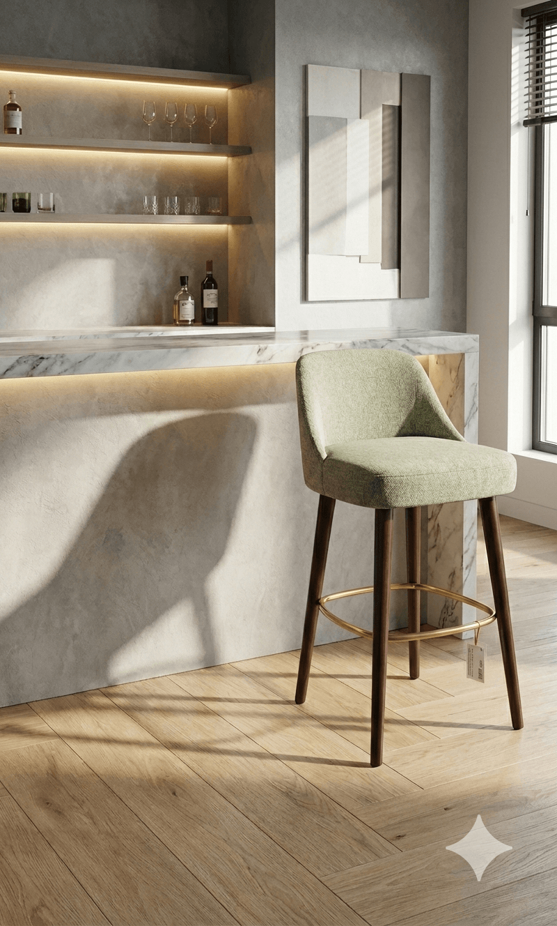 Bar Stool Gray Gold Frame Wood Legs 52x54x99 Cat4 B-1373-Tp