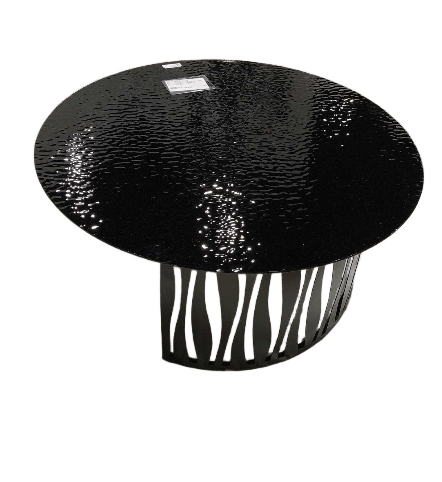 Coffee Table 5mm Tempered Glass Metal Base Black Texture Glass Matt Black Base 840*840*380
