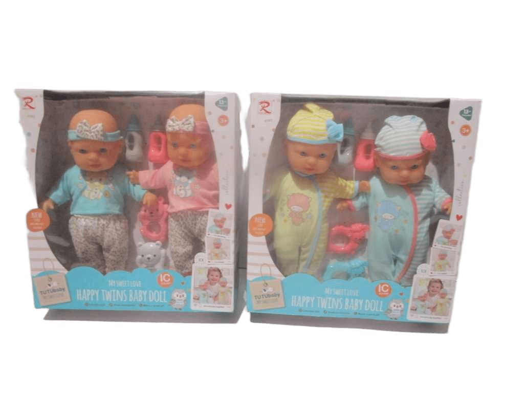 Baby Twins Doll Set With Sound Display Box 2 Design Mix 13''