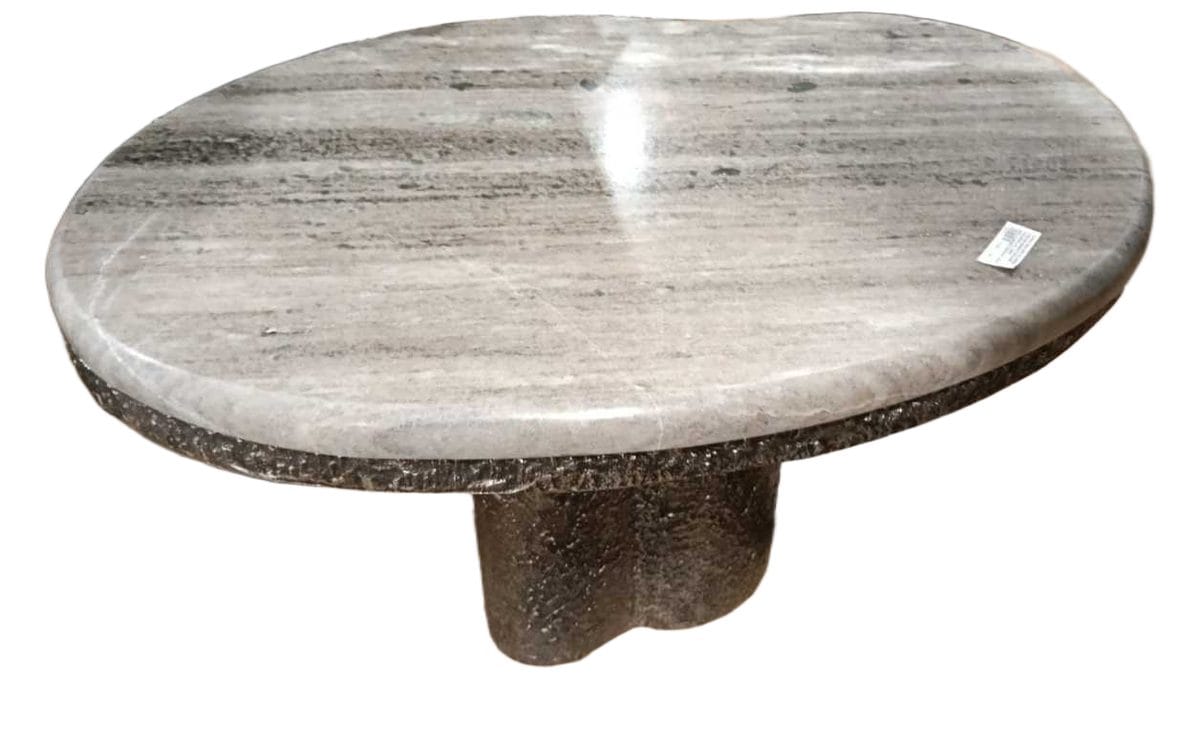 Coffee Table With Alluminum Legs And Marble Top 25 Mm Thickness ( Kd ) Grey