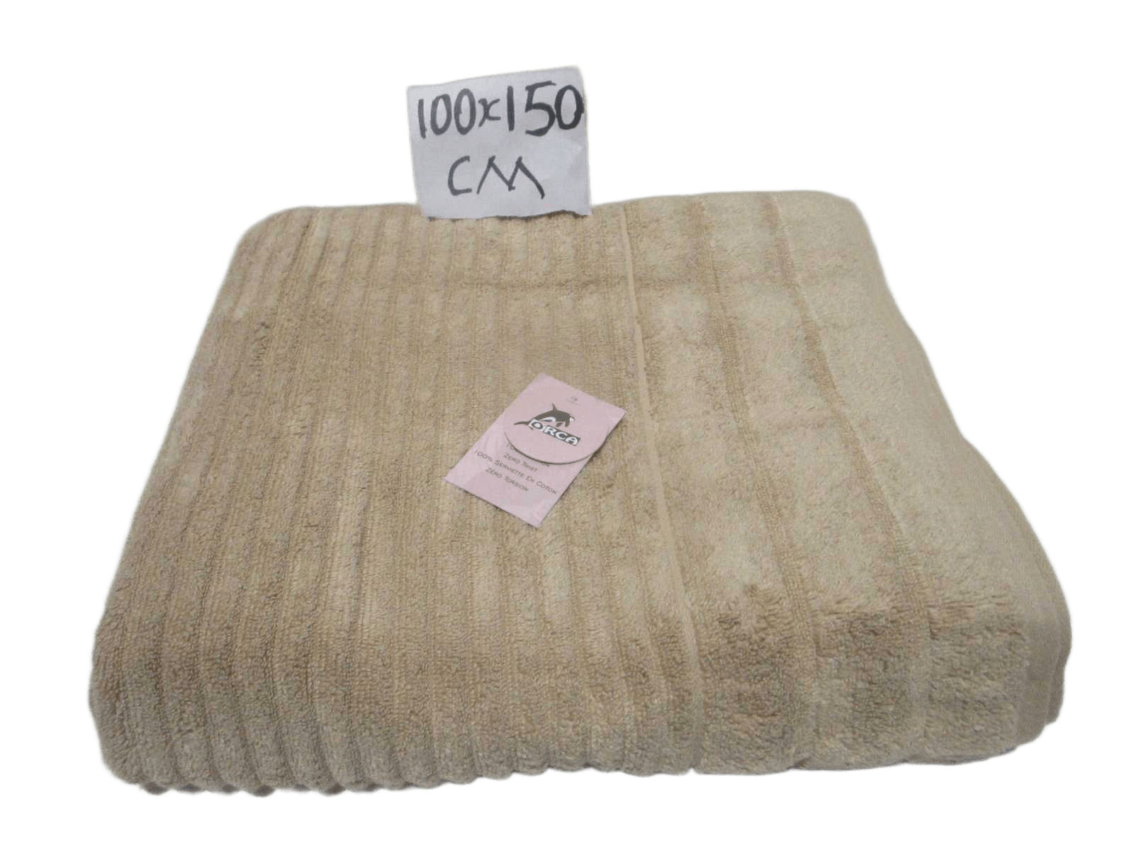 Towel Verna - Plain Dyed Dobby Terry - Zero Twist Cotton Yarn - Narrow Ribbed Pattern - 500 Gsm - Single Ply