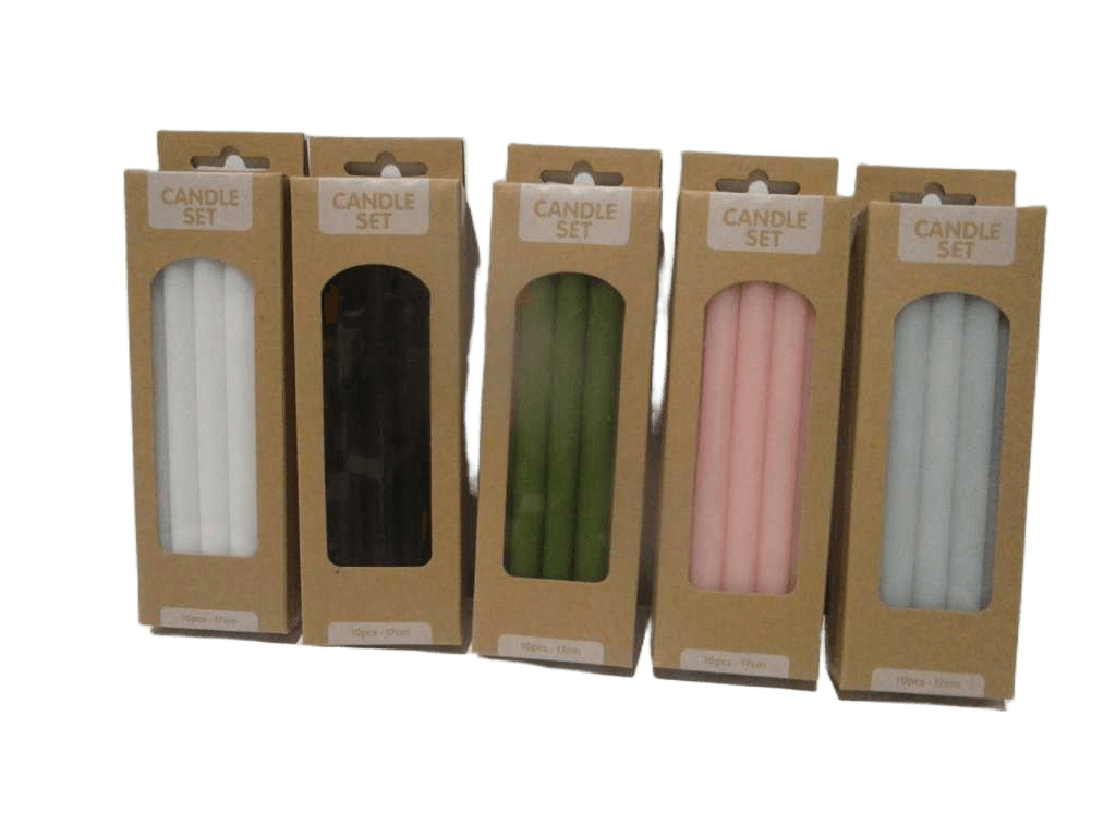 Candle 17cm Set Of 10 5ass