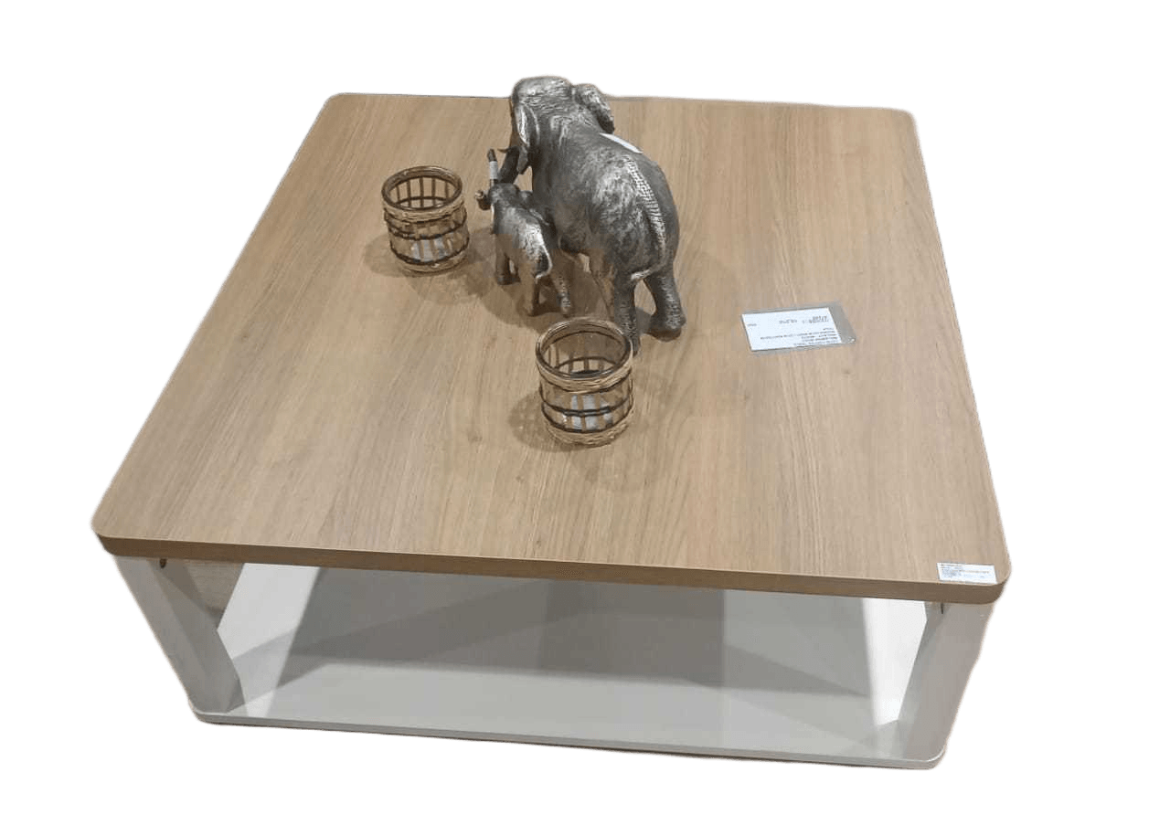 Coffee Table Lidya Melamine Body Walnut / White 90x90x35cm