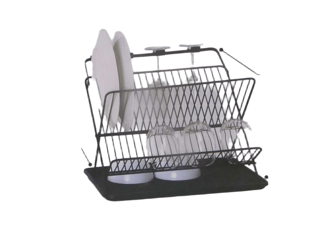Dish Drain 2tier Fold Black Ed