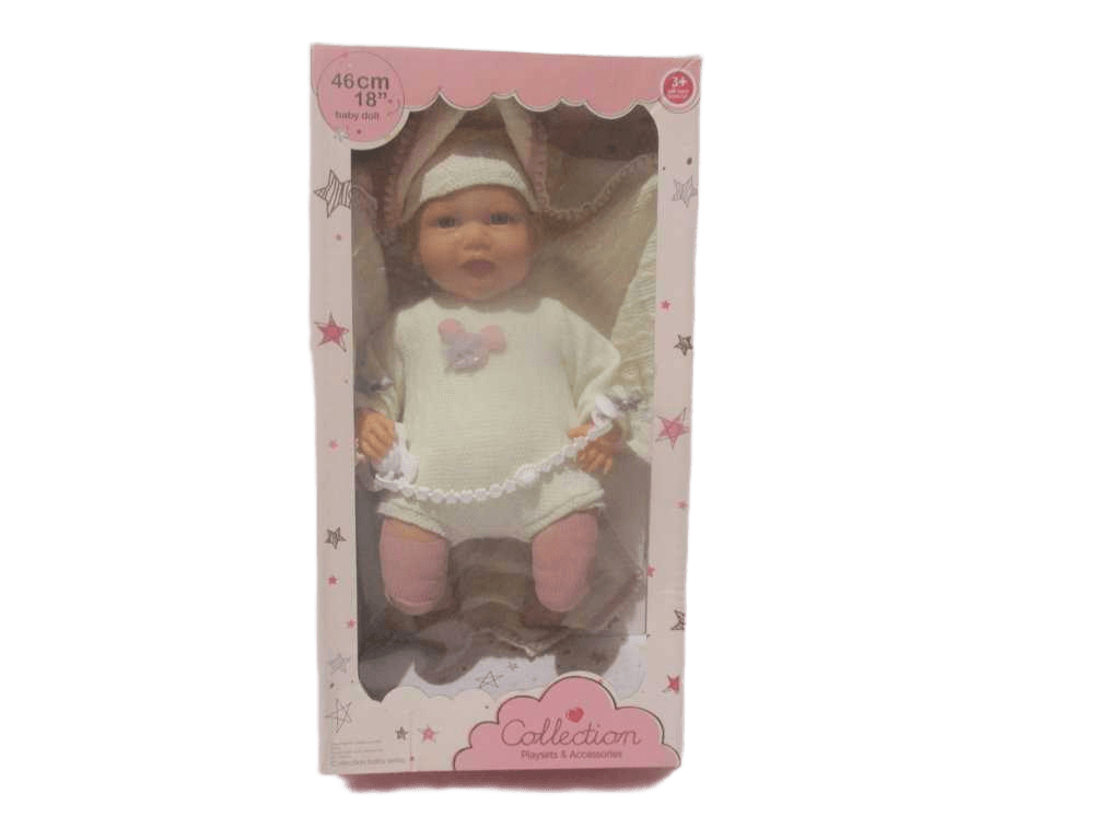 Baby Doll Display Box Pink Cloth 18"