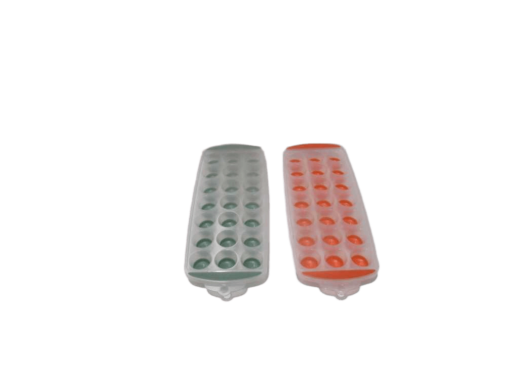 Ice Cube Tray 2 Assorted Colors: Orange And Green Ice Cube Tray Pp And Tpr Material - Size 30x12x2,5cm 210ml - Weight 63g