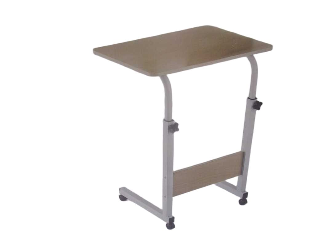 Telescopic Laptop Table White And Wood Color Iron+mdf 60x45x89 Cm
